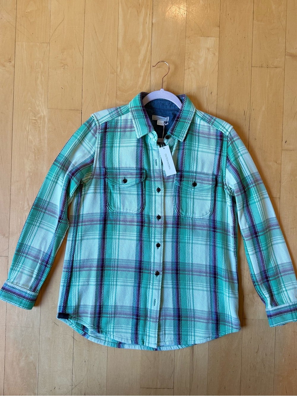 Outerknown Women’s Blanker Shirt-Blue Grass Andover Plaid